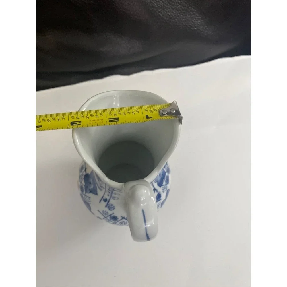 Blue White Ceramic Pitcher Floral Pattern Vintage Decorative Tableware‎